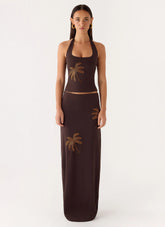 Brienne Beaded Maxi Skirt - Chocolate