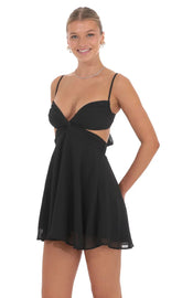 Cutout Fit and Flare Dress in Black