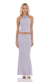 Crochet Florette Two Piece Set in Lavender