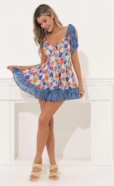 Baby Doll Dress in Blue Floral